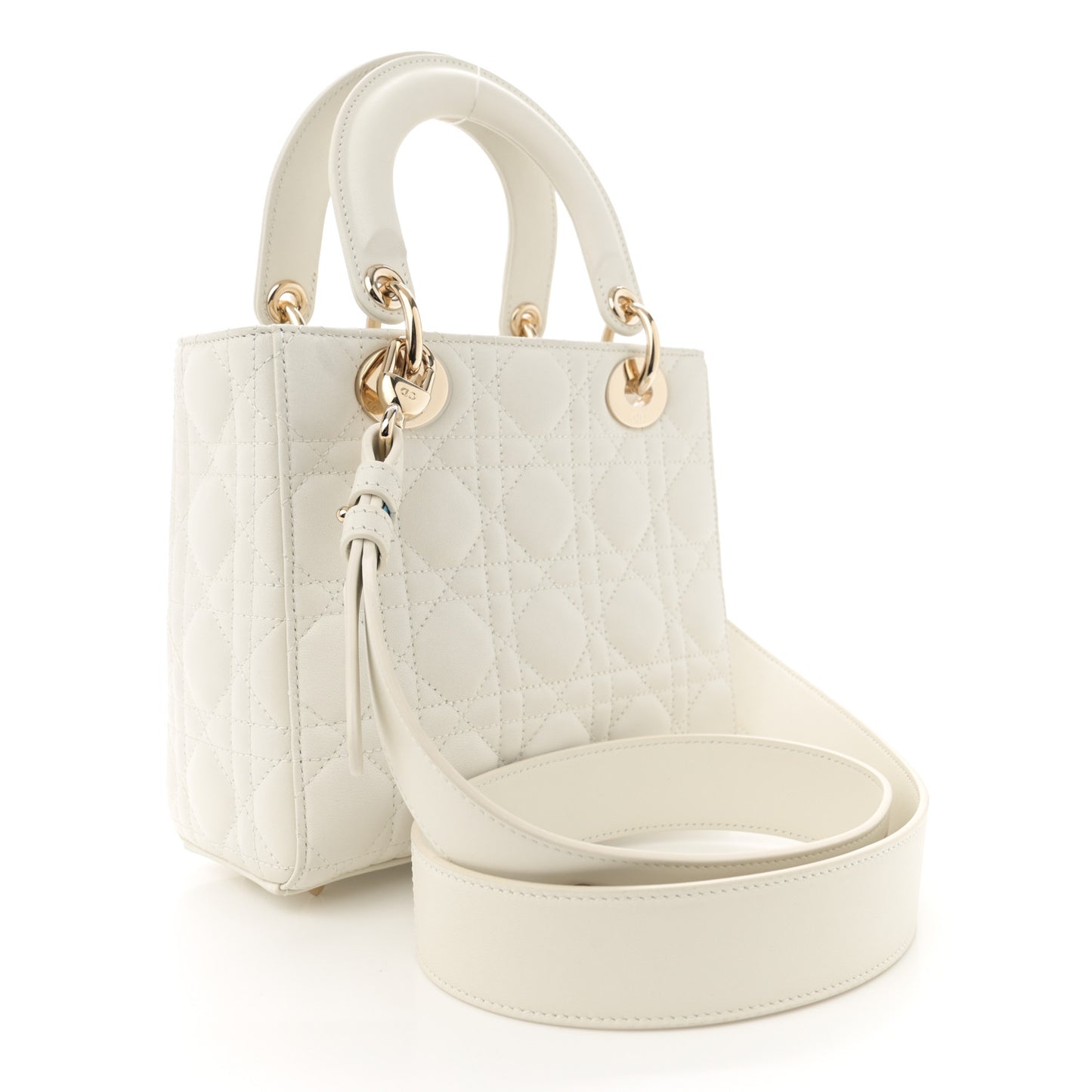 Lambskin Cannage Small My ABCDior Lady Dior White