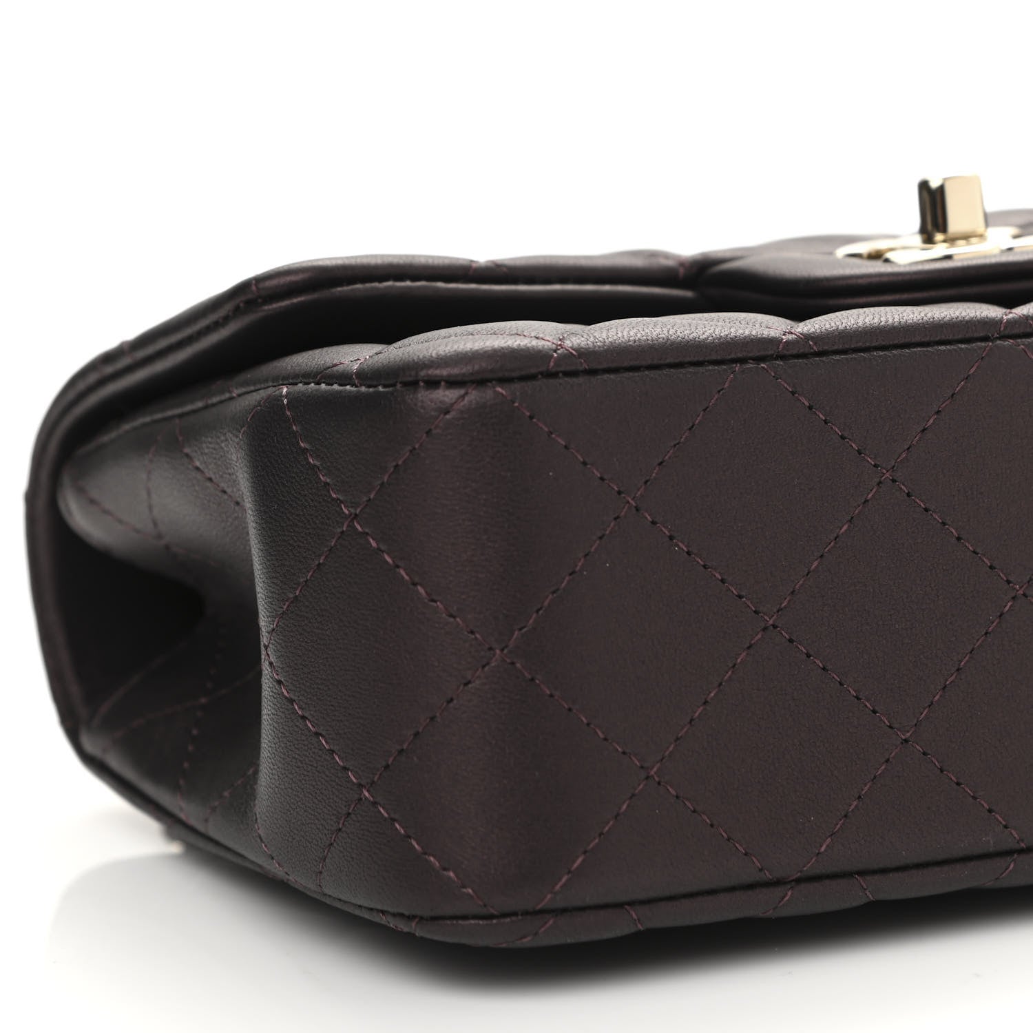 Chanel Iridescent Lambskin Quilted Mini Top Handle Rectangular Flap Burgundy 9 of 11