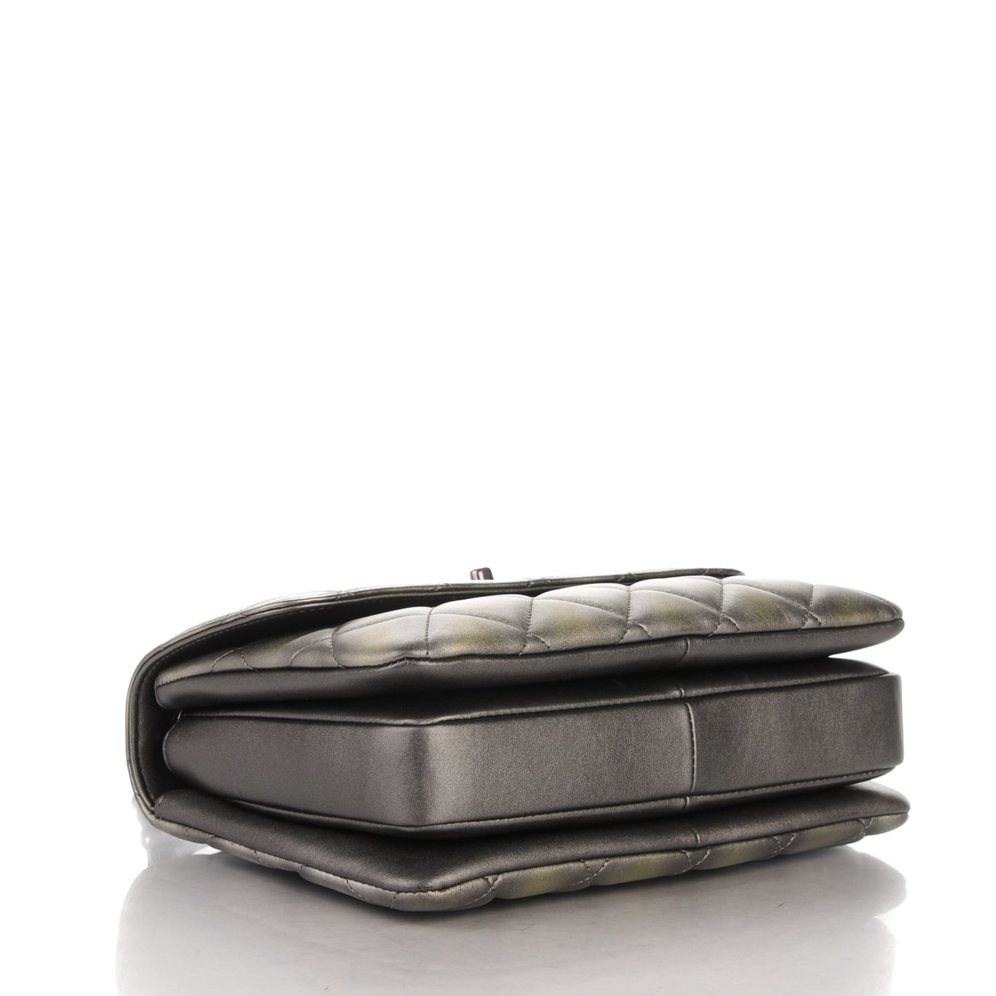 Metallic Lambskin Quilted Small Trendy CC Dual Handle Flap Bag Silver Gold