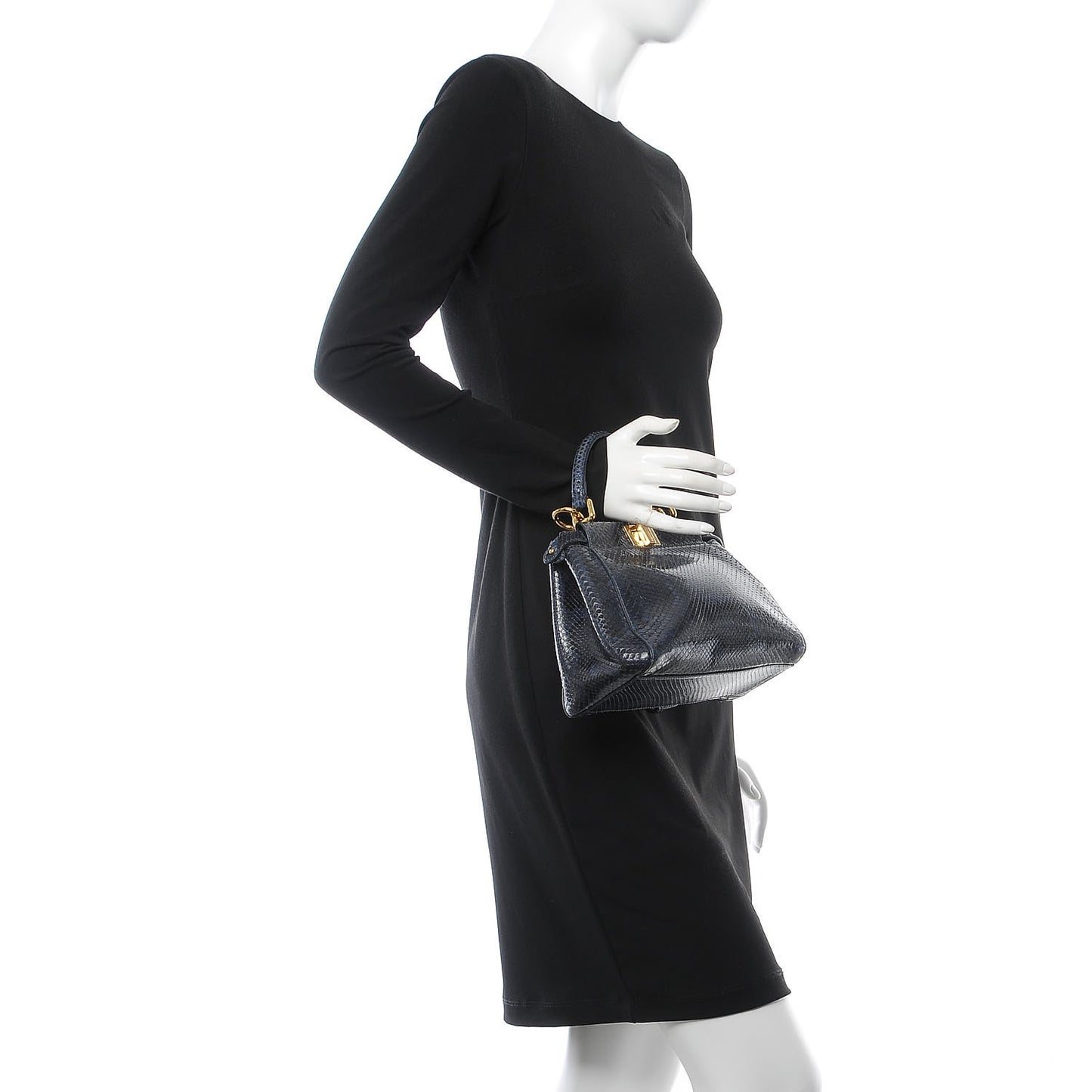Python Shiny Nappa Mini Peekaboo Iconic Satchel Blue Jeans