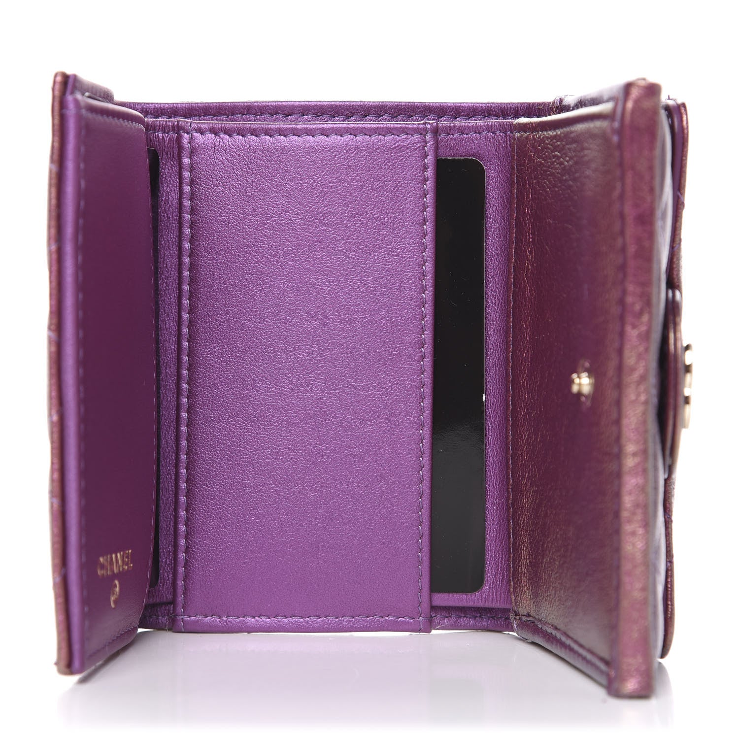Chanel Iridescent Lambskin Small Quilted Flap Wallet Purple 5 of 9