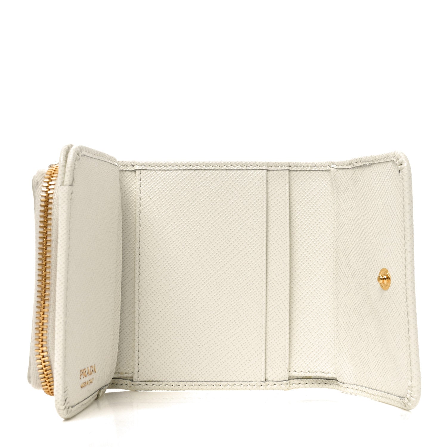 Prada Saffiano Metal Tri-Fold Wallet White 5 of 7
