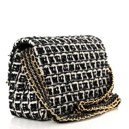 Chanel Tweed Quilted Multi Chain Mini Flap Black Ecru White 3 of 13
