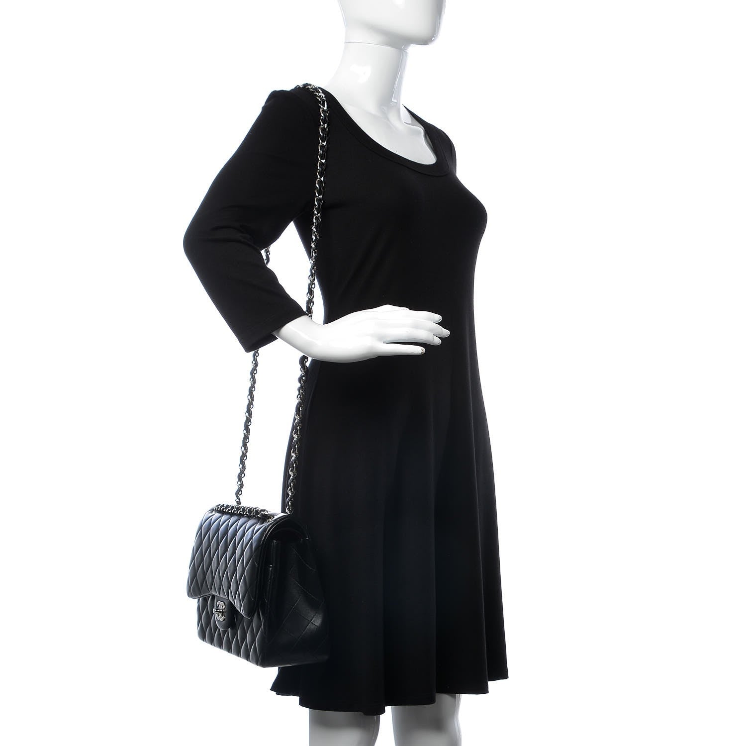 Chanel Lambskin Quilted Jumbo Double Flap Black 2 of 13