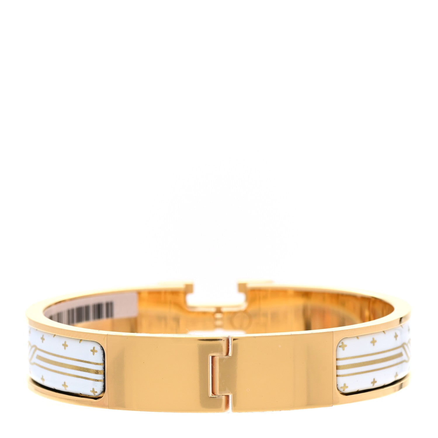 Hermes Enamel Printed Quadrige Au Fil Narrow Clic Clac H Bracelet PM Or White 3 of 5