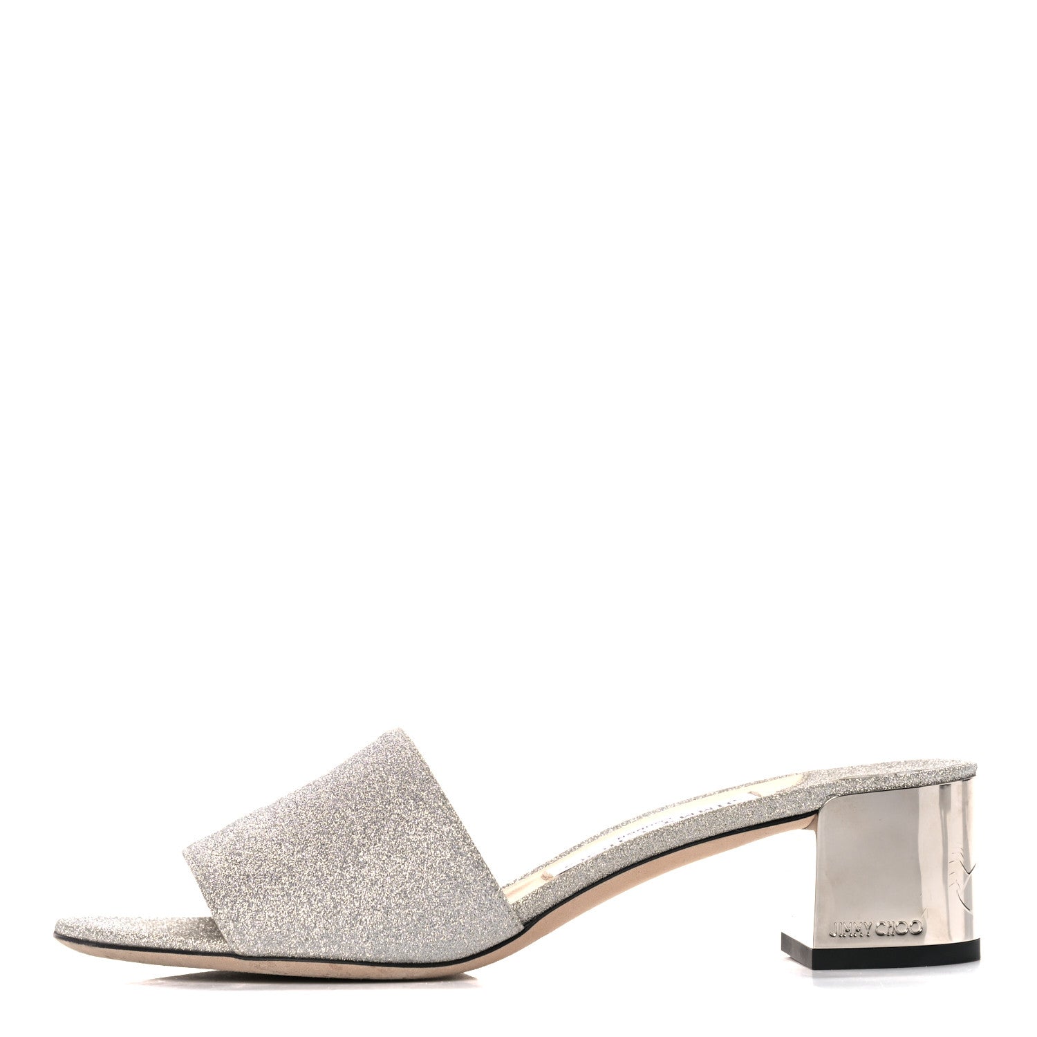 Jimmy Choo Glitter Joni Flat Slide Sandals 37 Silver 1 of 11