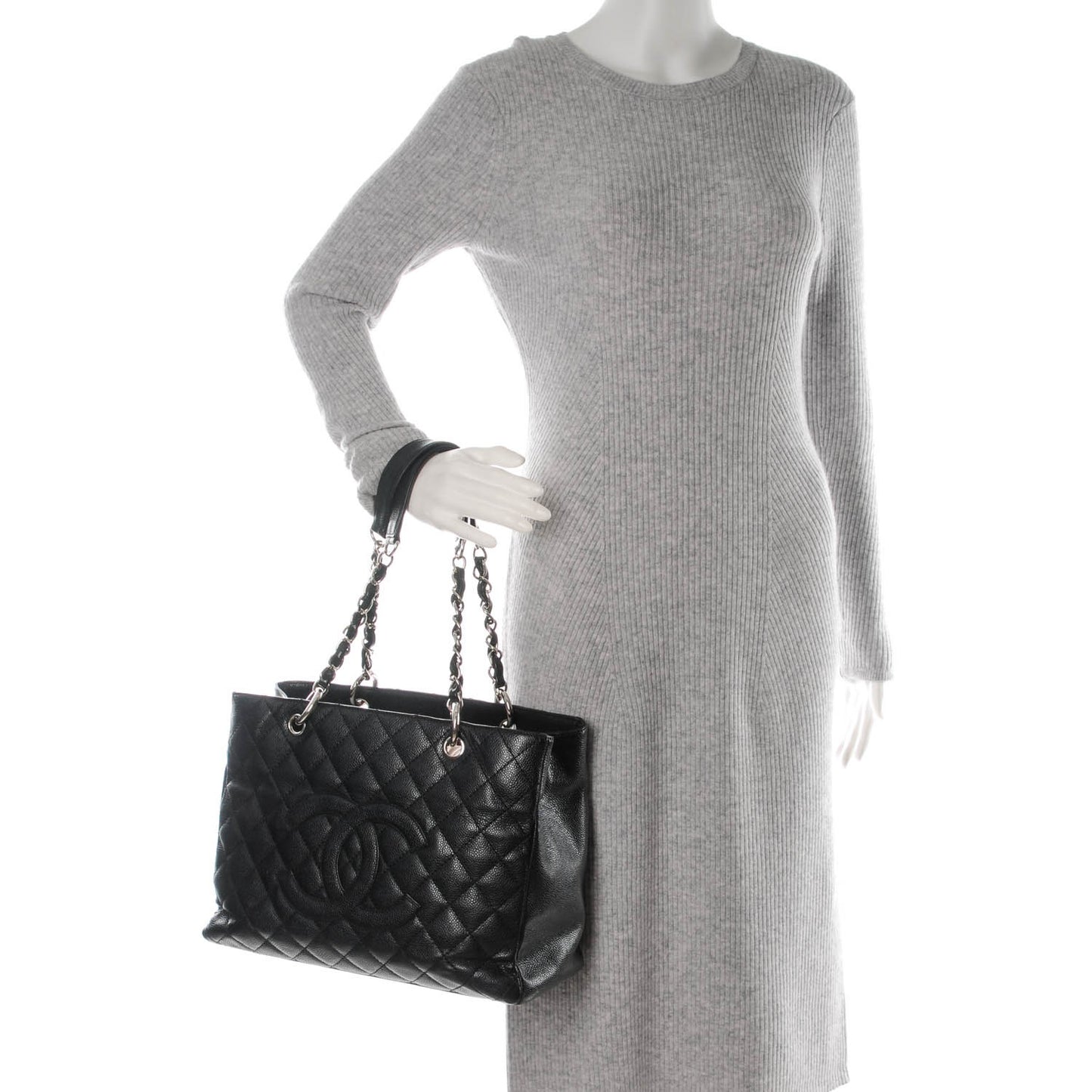Caviar Quilted Grand Shopping Tote GST Black
