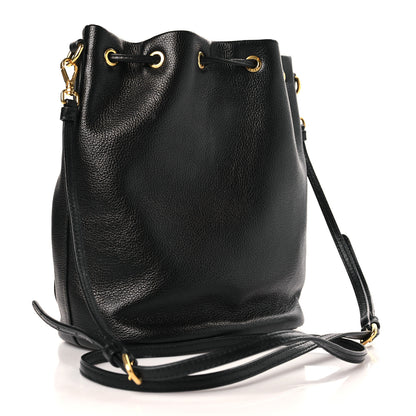 Prada Glace Calfskin Embossed Bucket Bag Black 3 of 9