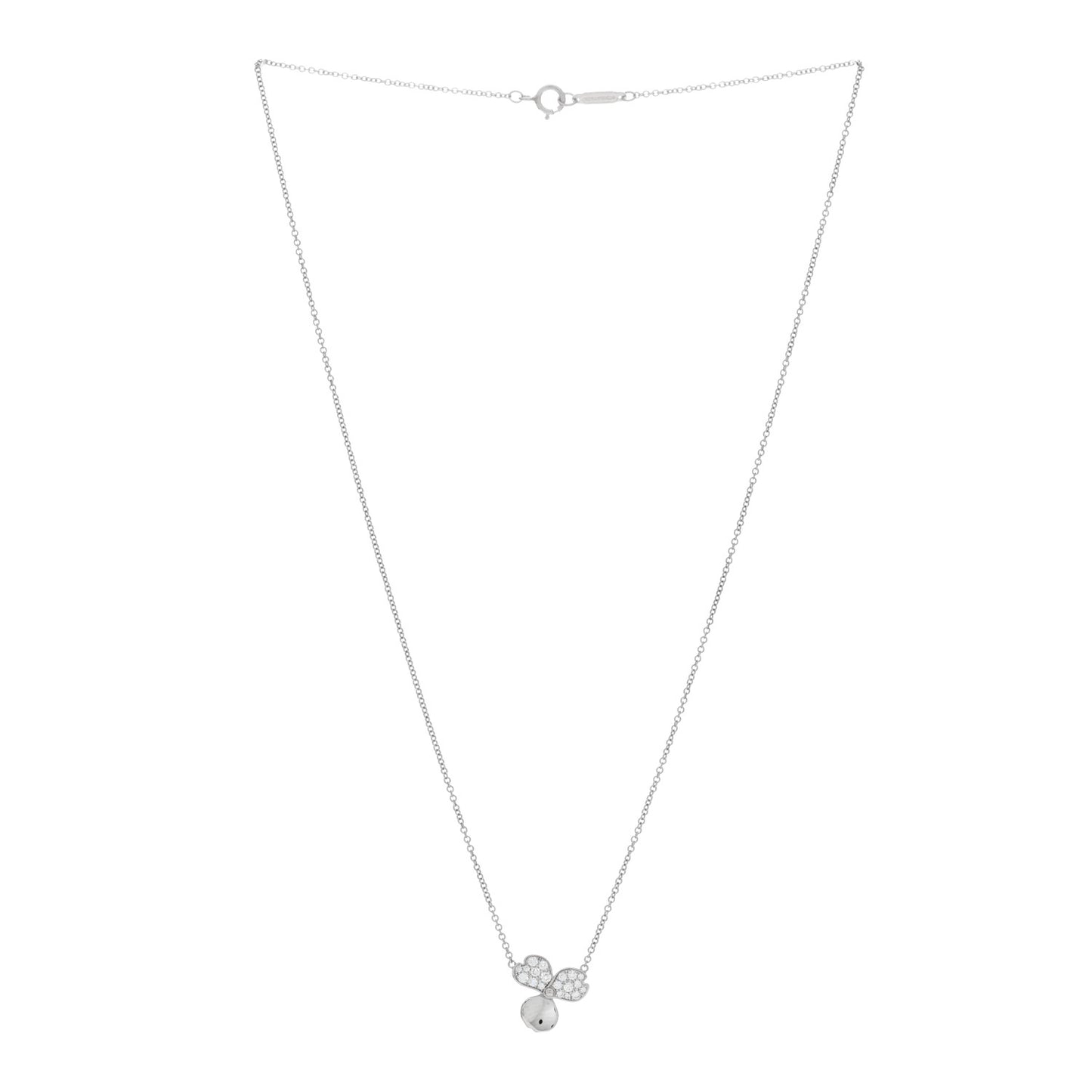 Platinum Diamond .17ctw Small Paper Flowers Pendant Necklace