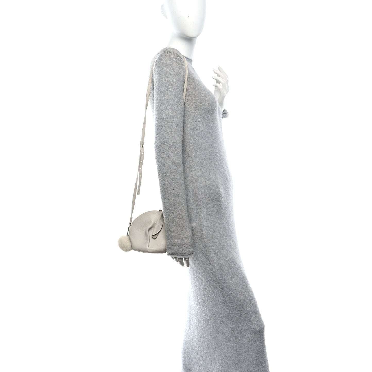 Calfskin Shearling Mini Bunny Crossbody Bag White