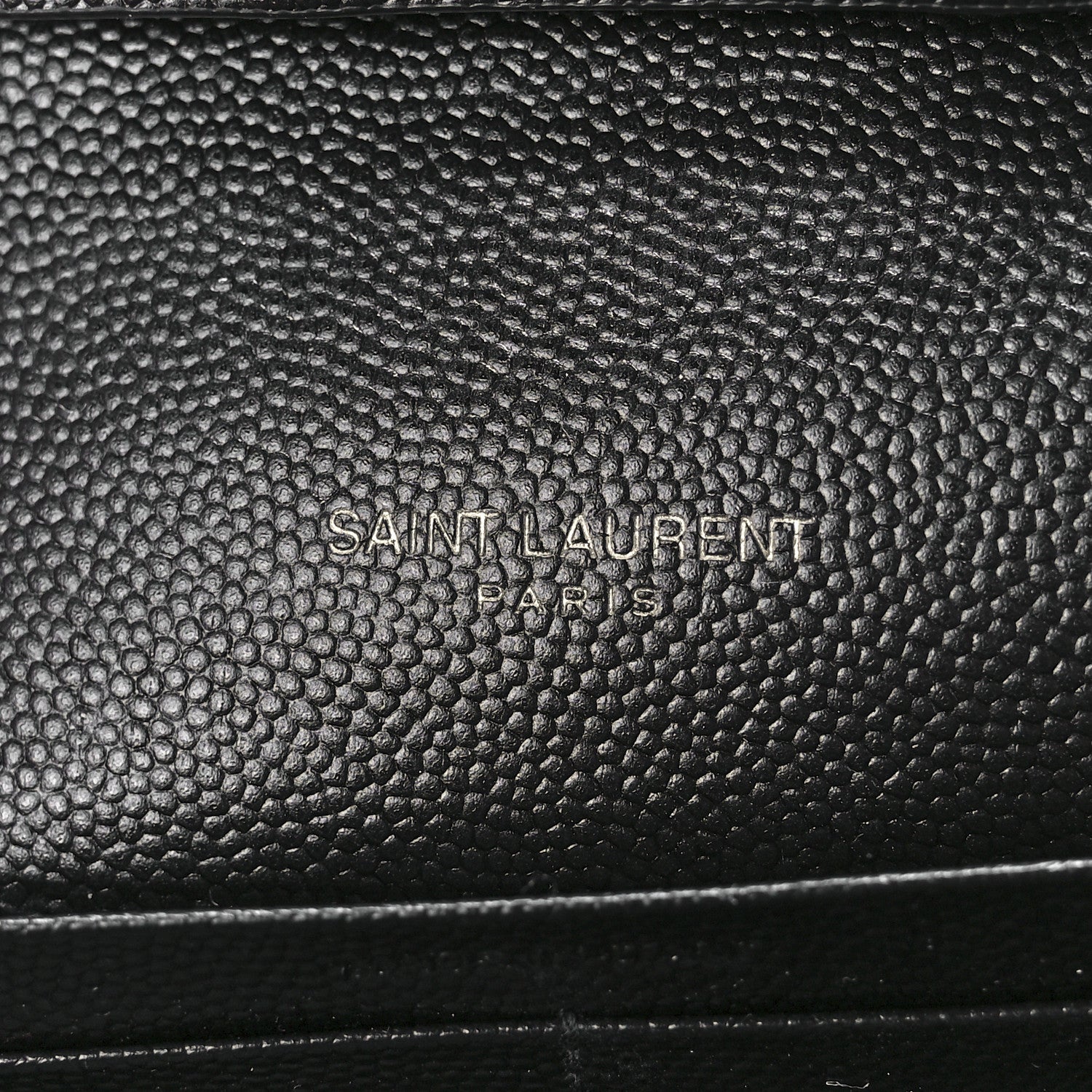 Saint Laurent Grain De Poudre Matelasse Chevron Monogram Monochrome Chain Wallet Black 6 of 11