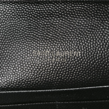 Saint Laurent Grain De Poudre Matelasse Chevron Monogram Monochrome Chain Wallet Black 6 of 11