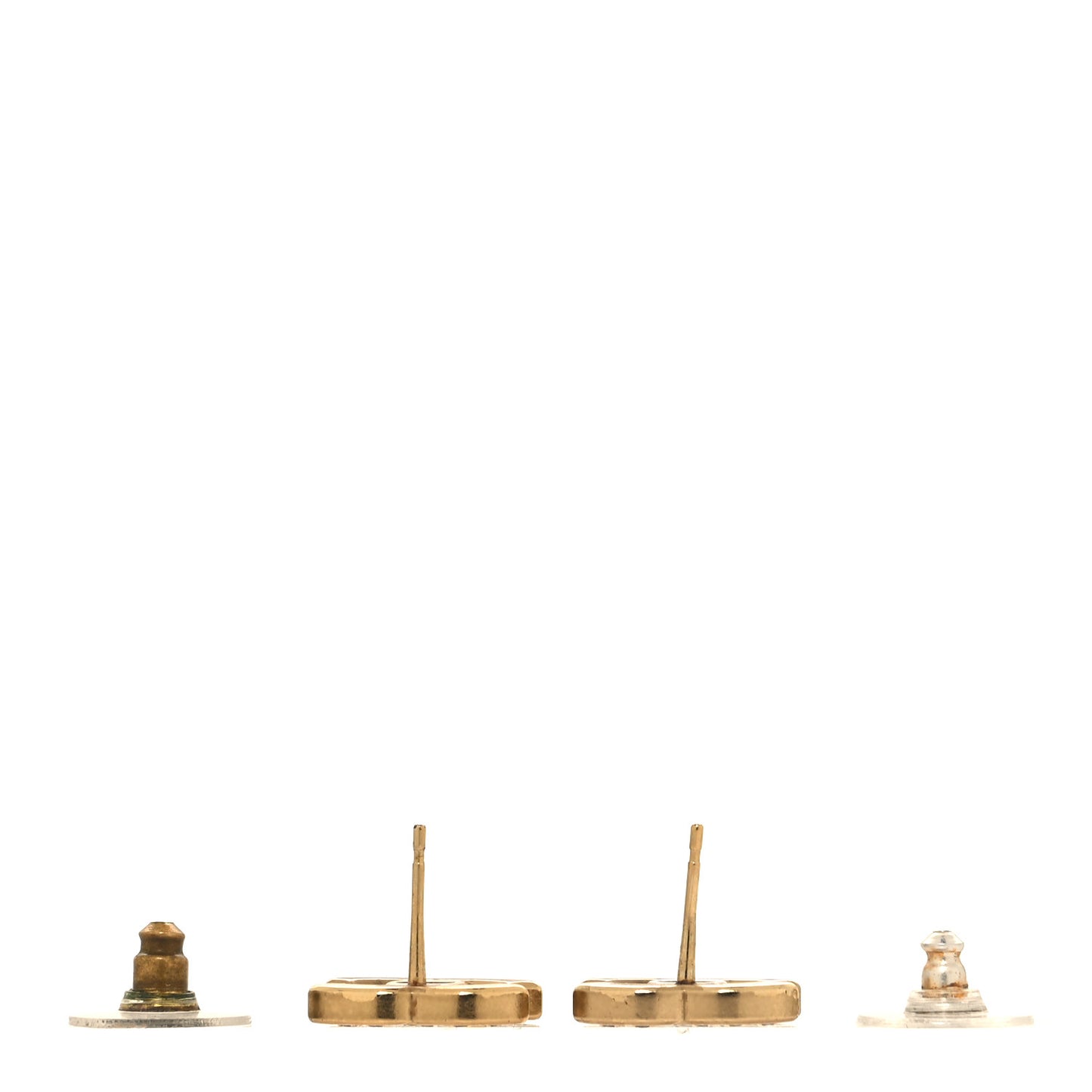 Matte Metal Crystal CC Earrings Gold