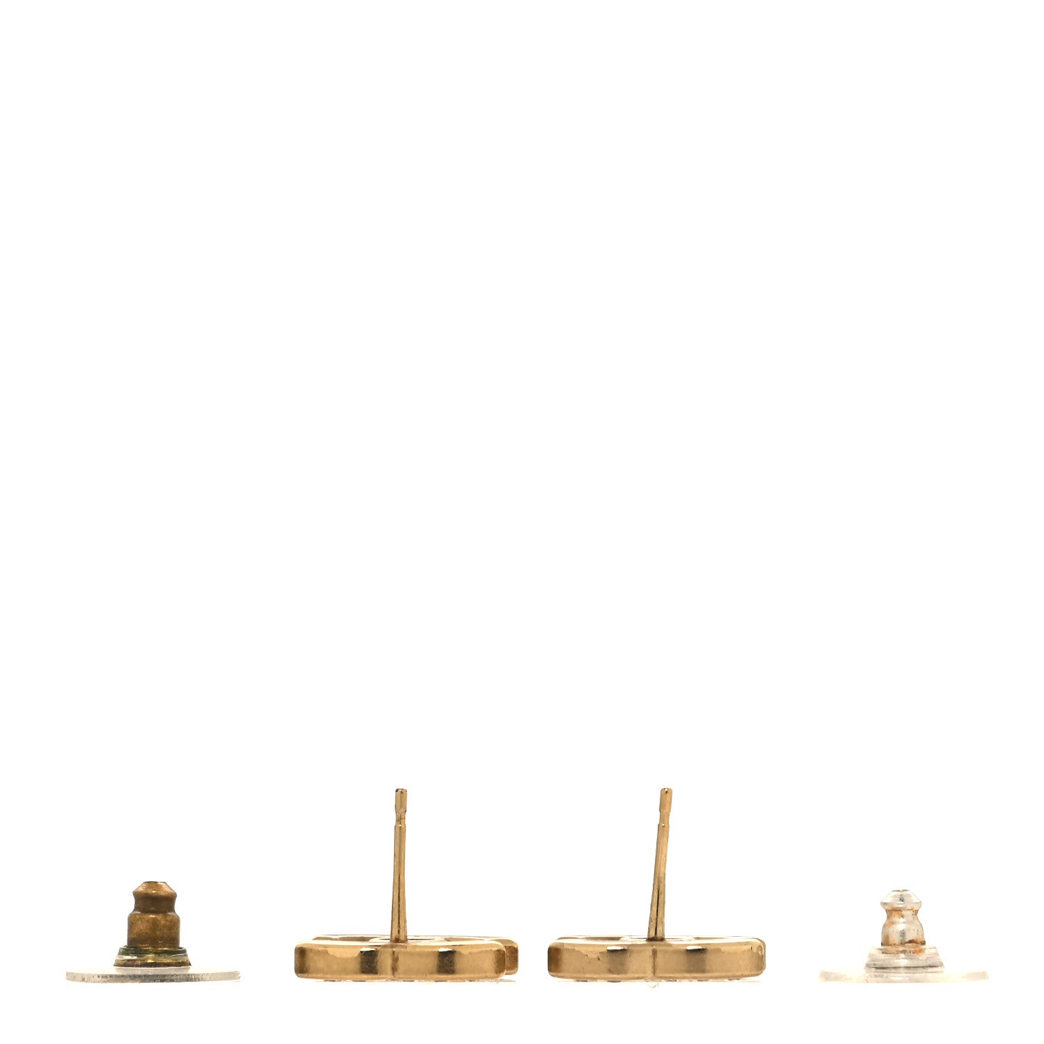 Chanel Matte Metal Crystal CC Earrings Gold 3 of 5