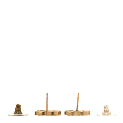 Chanel Matte Metal Crystal CC Earrings Gold 3 of 5