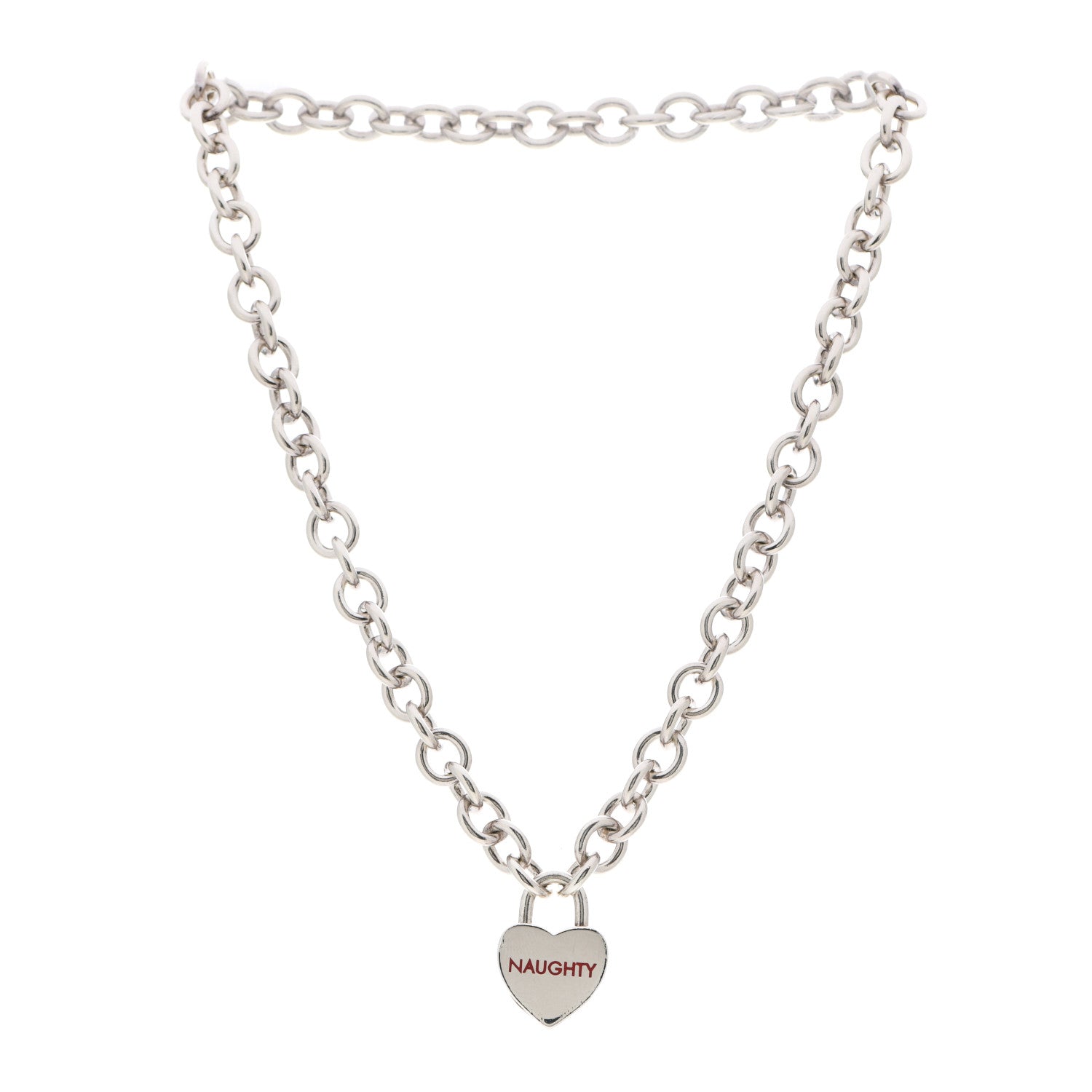 Tiffany Sterling Silver Heart Naughty & Nice Heart Lock Pendant Necklace 4 of 7