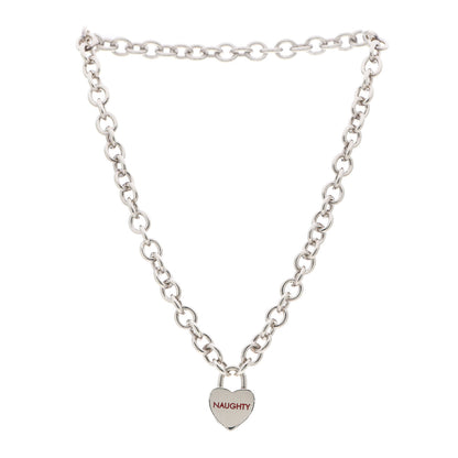 Tiffany Sterling Silver Heart Naughty & Nice Heart Lock Pendant Necklace 4 of 7