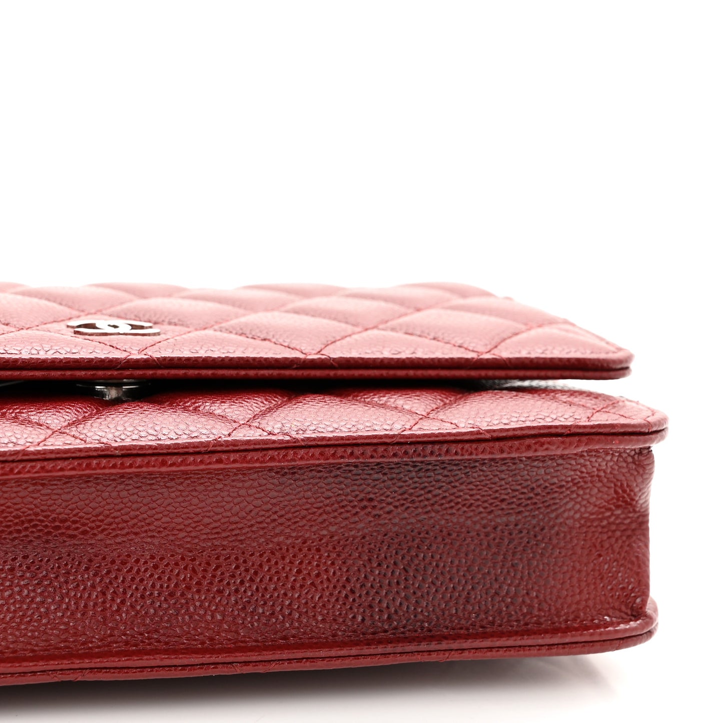 Caviar Quilted Wallet on Chain WOC Burgundy