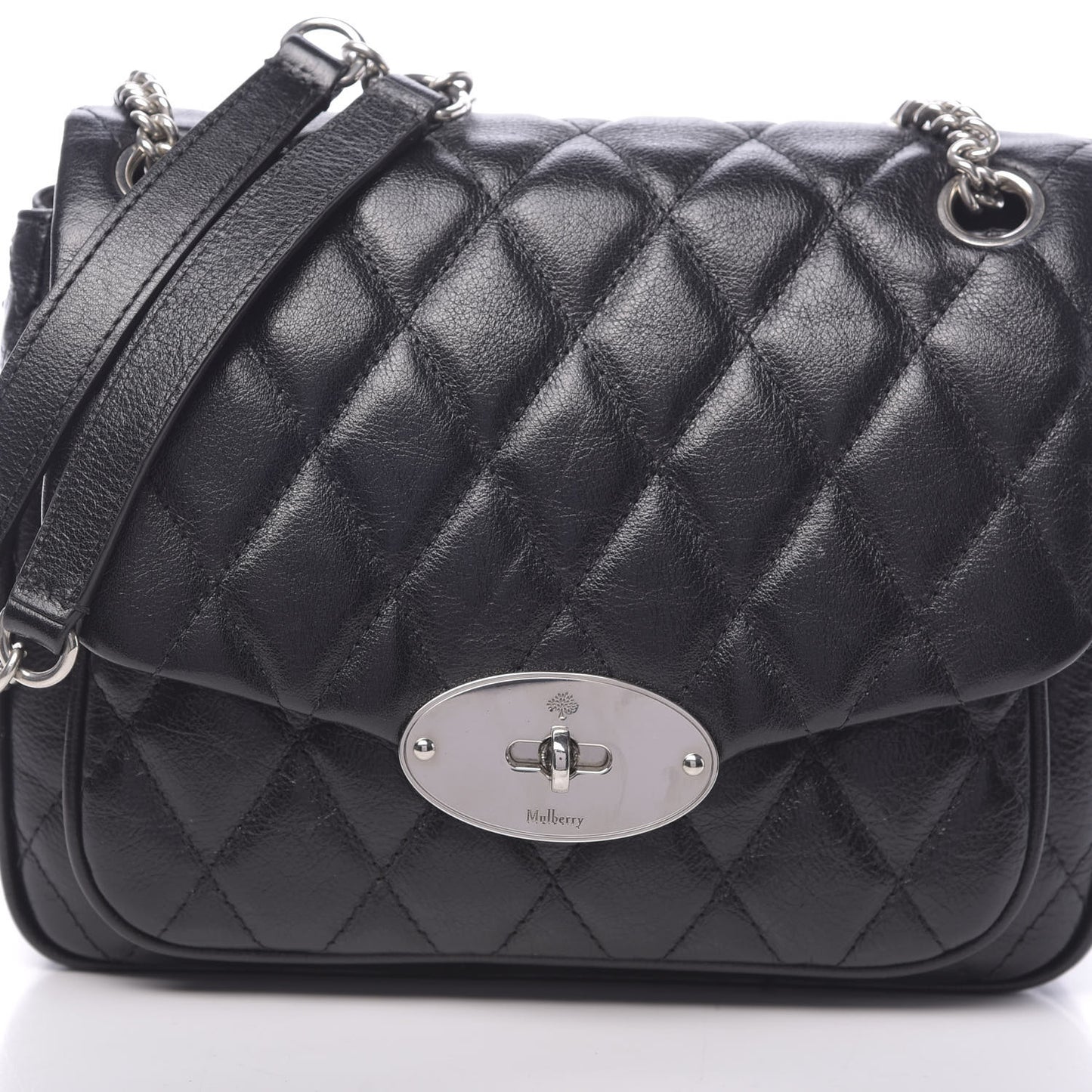 Shiny Buffalo Quilted Small Shoulder Bag Black