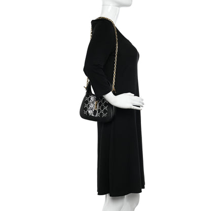 Gucci Lizard Mesh Crystal GG Monogram Mini Jackie 1961 Hobo Black 2 of 10
