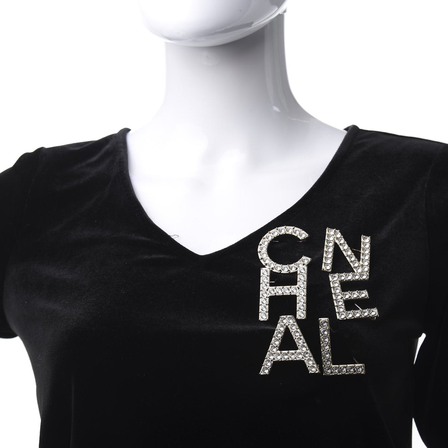 Crystal Cha-Nel Logo Brooch Set Gold