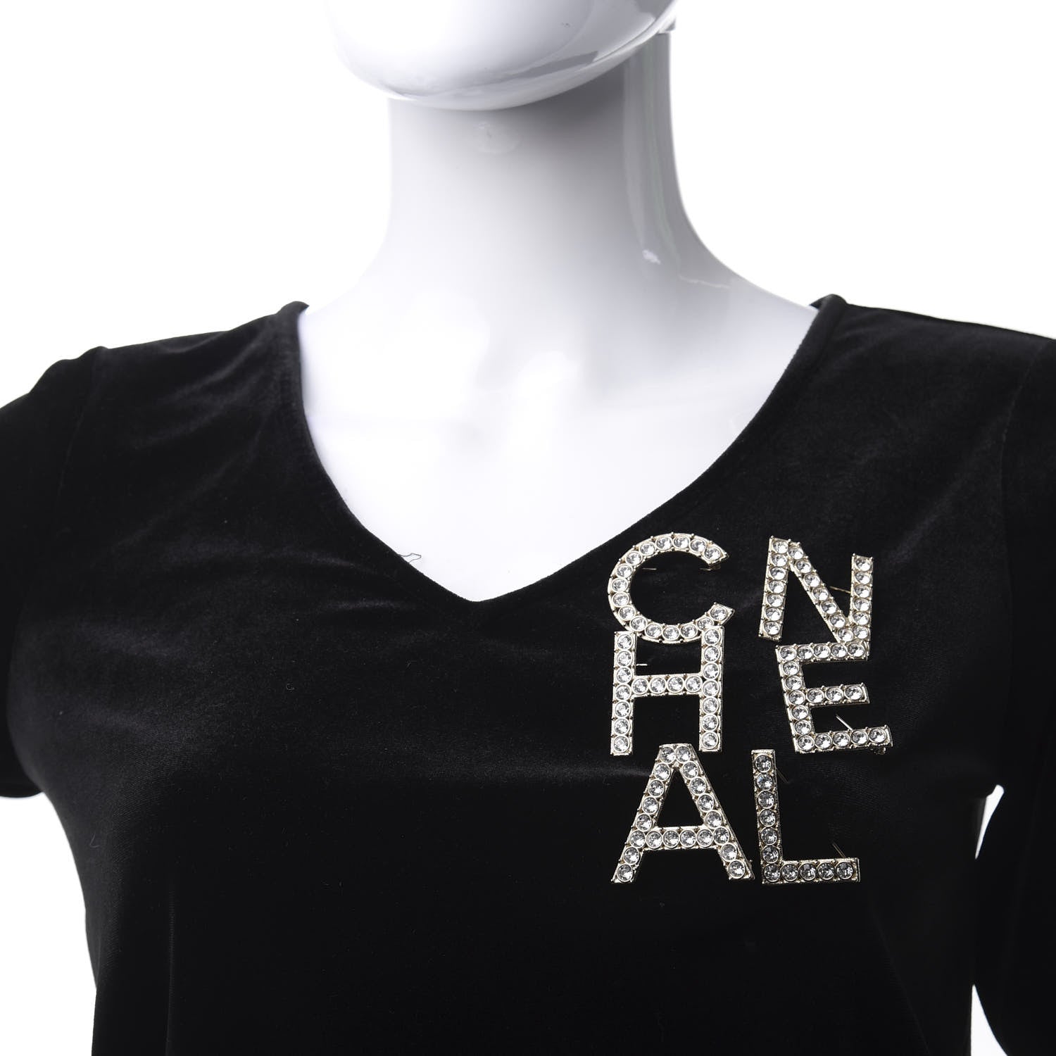 Chanel Crystal Cha-Nel Logo Brooch Set Gold 2 of 11