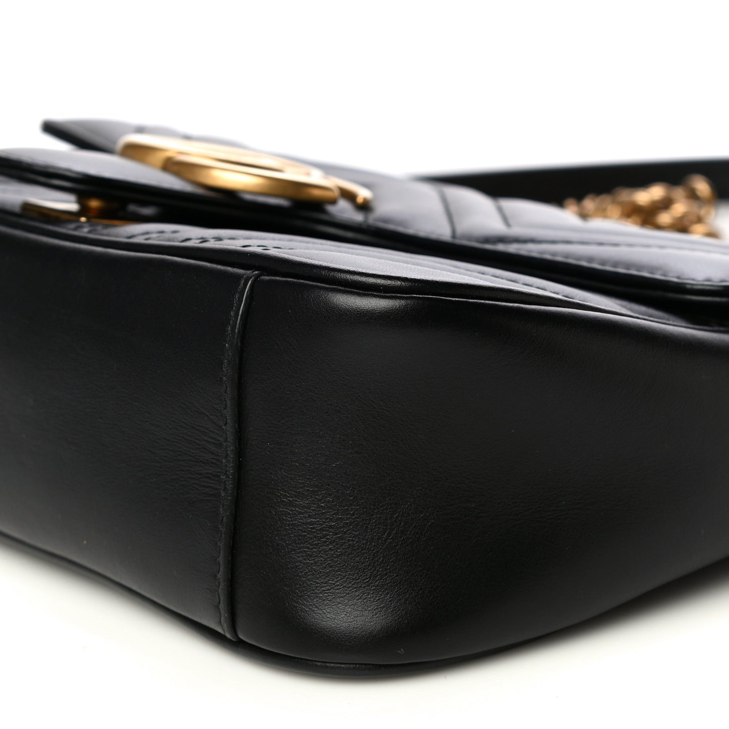 Calfskin Matelasse Small GG Marmont Shoulder Bag Black
