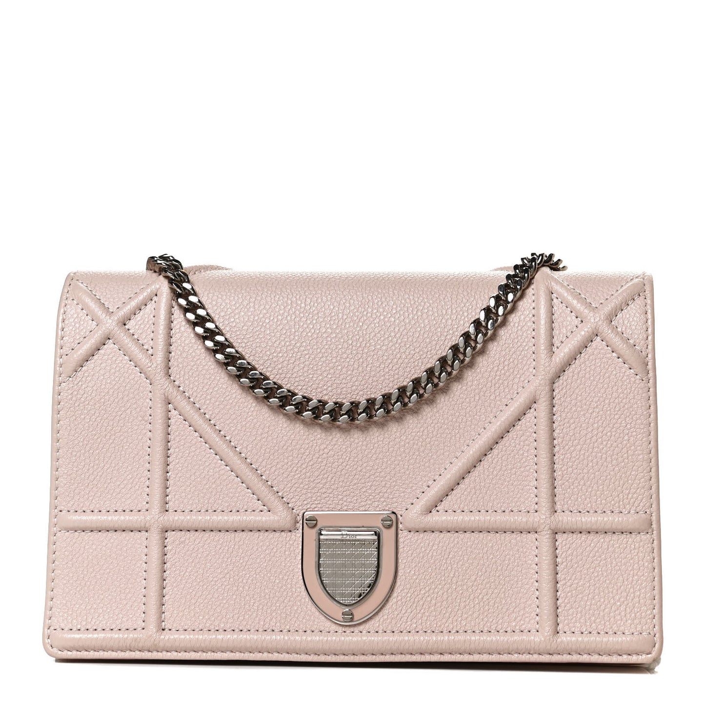 Grained Calfskin Diorama Wallet on Chain Pouch Rose Poudre