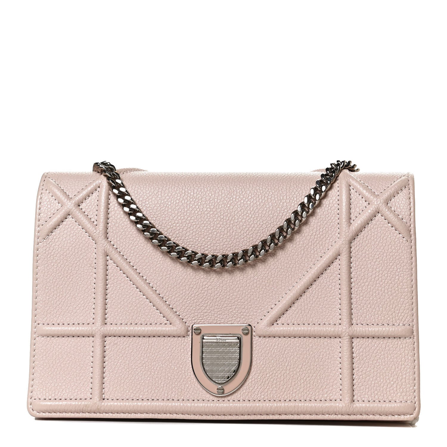 Christian Dior Grained Calfskin Diorama Wallet on Chain Pouch Rose Poudre 1 of 11