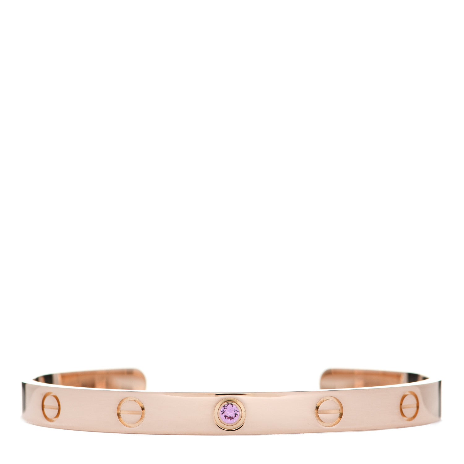 Cartier 18K Pink Gold Pink Sapphire LOVE Cuff Bracelet 18 1 of 3