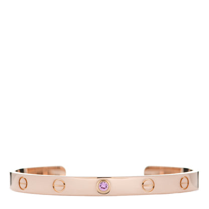 Cartier 18K Pink Gold Pink Sapphire LOVE Cuff Bracelet 18 1 of 3