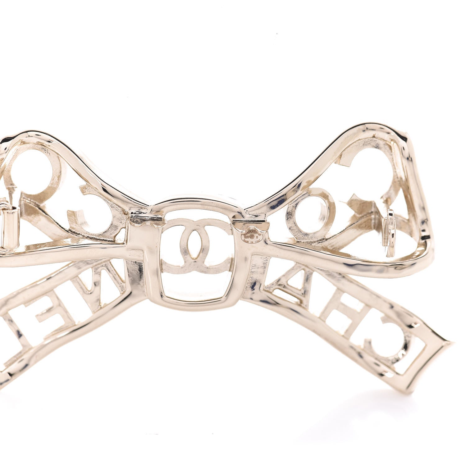 Chanel Metal Crystal Bow-tiful CC Hair Clip Gold 4 of 5