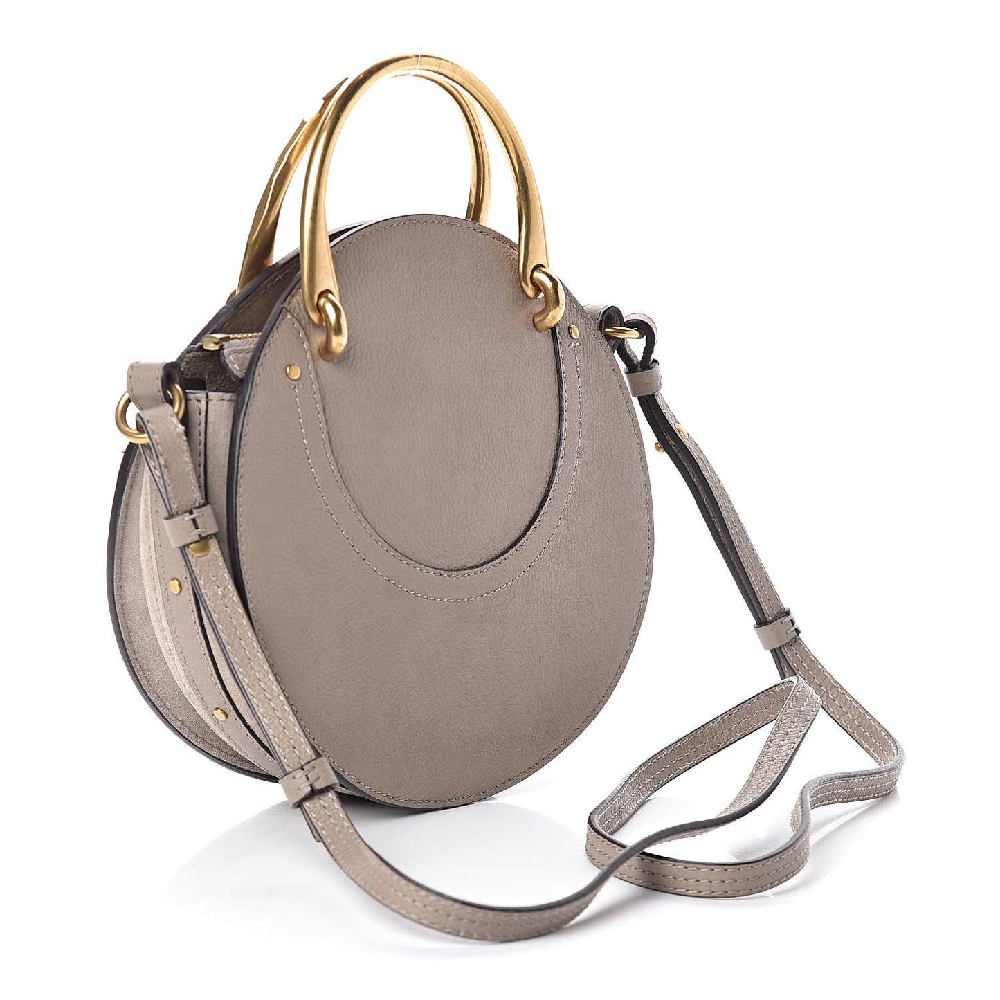 Smooth Calfskin Suede Patchwork Studded Small Pixie Bag Motty Grey
