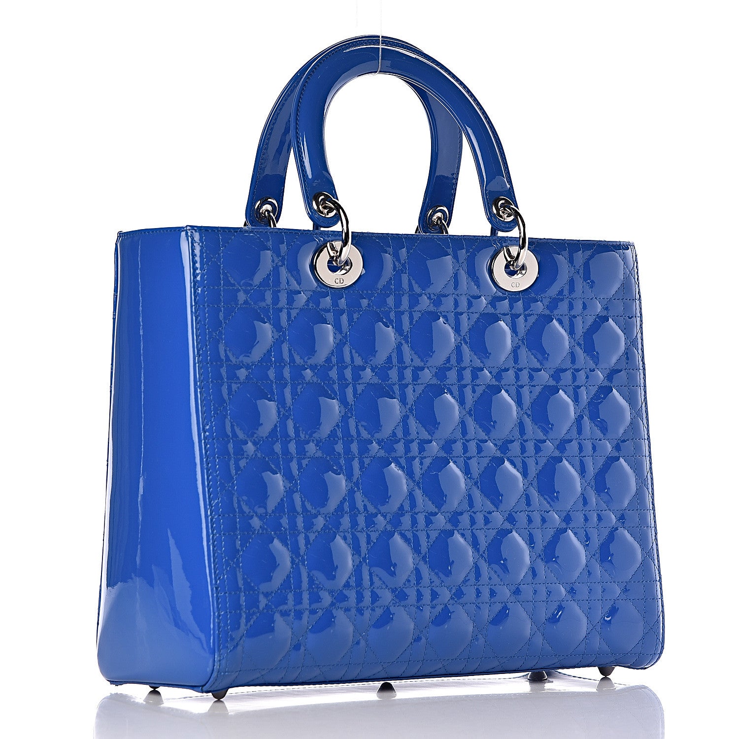 Christian Dior Patent Cannage Large Lady Dior Blue 3 of 15
