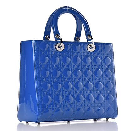 Christian Dior Patent Cannage Large Lady Dior Blue 3 of 15