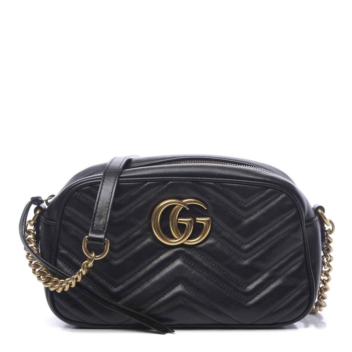 Calfskin Matelasse Small GG Marmont Chain Shoulder Bag Black