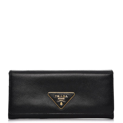 Prada Saffiano Continental Flap Wallet Nero Black 1 of 7