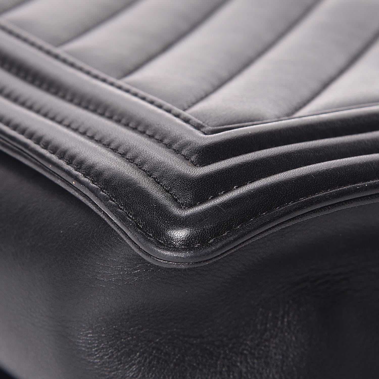 Chanel Calfskin Chevron Quilted New Medium Boy Flap Black 12 of 14