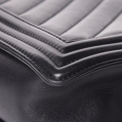 Chanel Calfskin Chevron Quilted New Medium Boy Flap Black 12 of 14