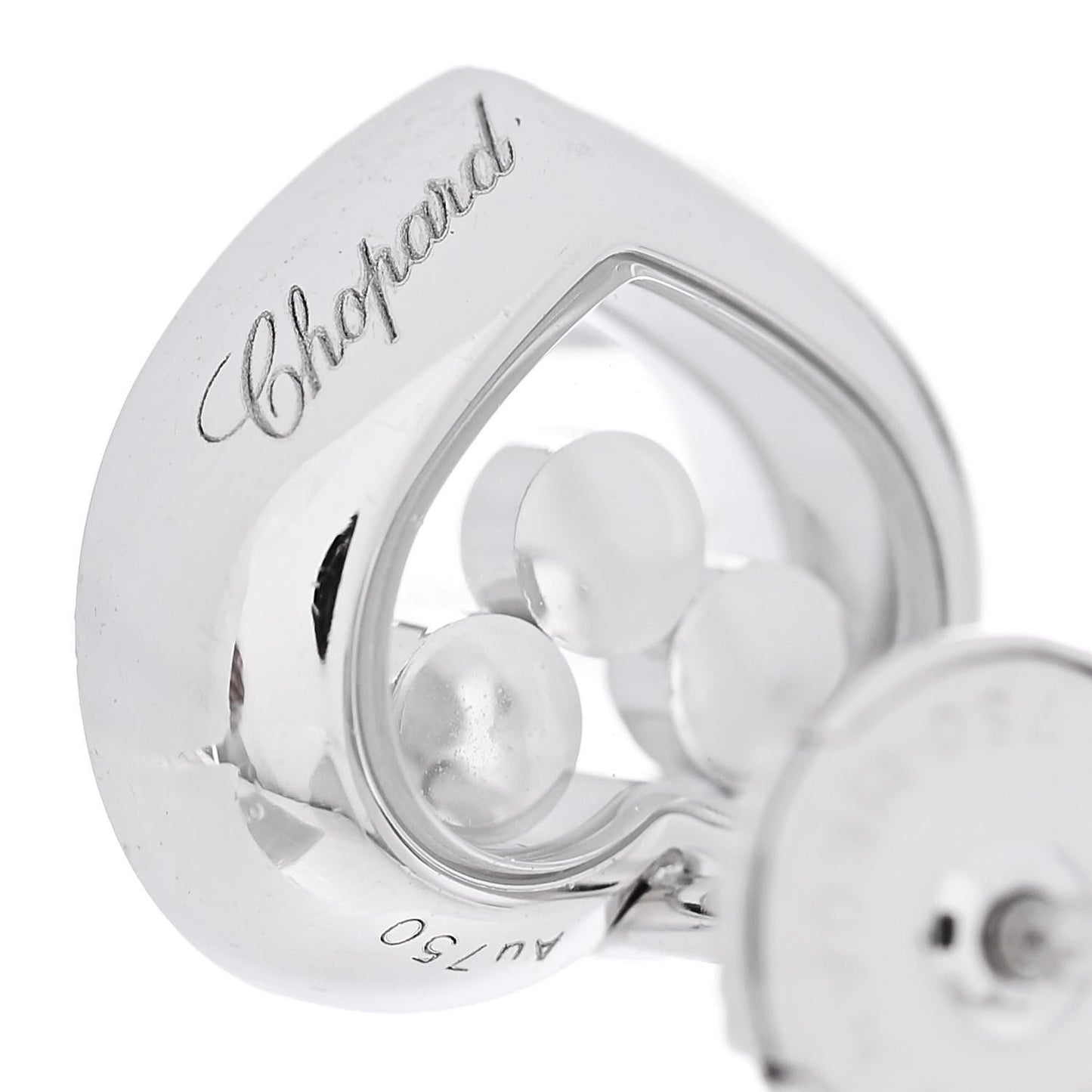 18K White Gold Diamond 3 Floating Happy Diamonds Heart Earrings