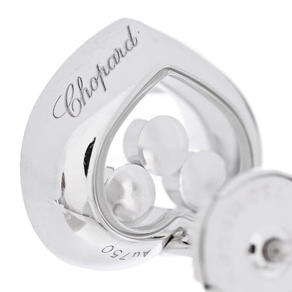 Chopard 18K White Gold Diamond 3 Floating Happy Diamonds Heart Earrings 5 of 7