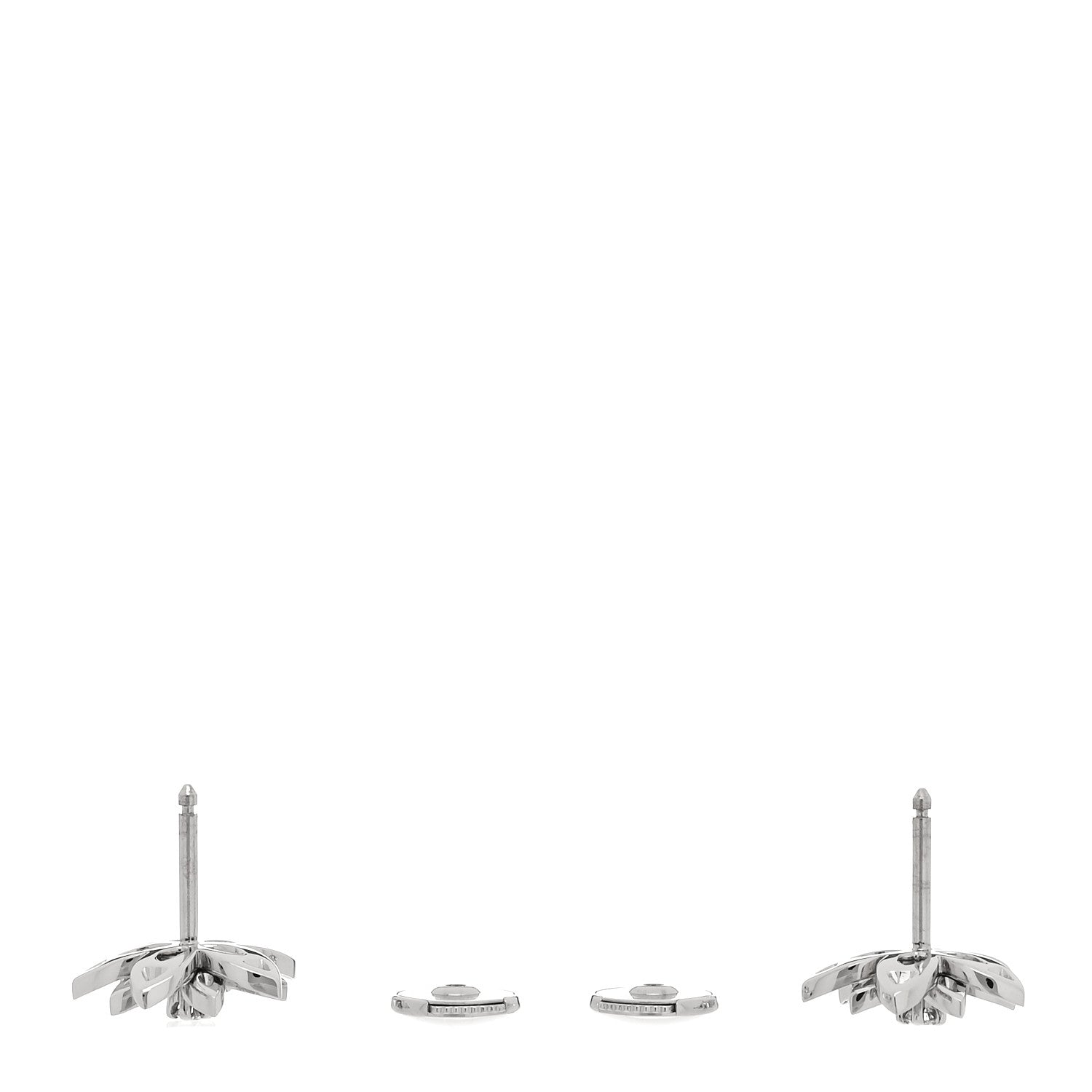 Van Cleef & Arpels 18K White Gold Diamond Mini Lotus Openwork Earrings 3 of 5