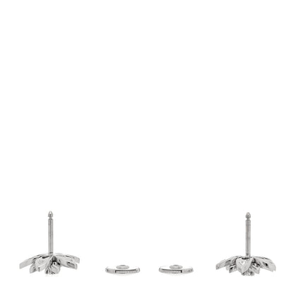 Van Cleef & Arpels 18K White Gold Diamond Mini Lotus Openwork Earrings 3 of 5