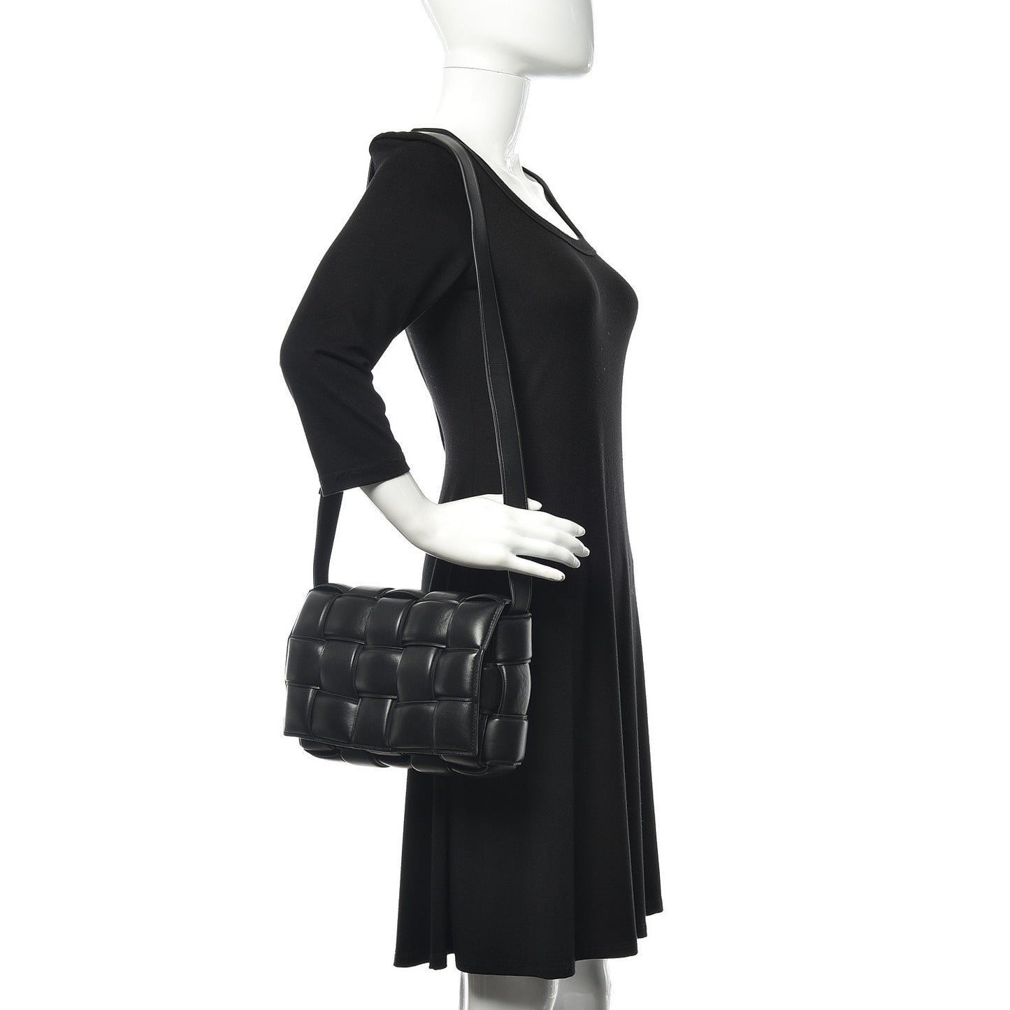 Nappa Maxi Intreccio Padded Cassette Crossbody Bag Black