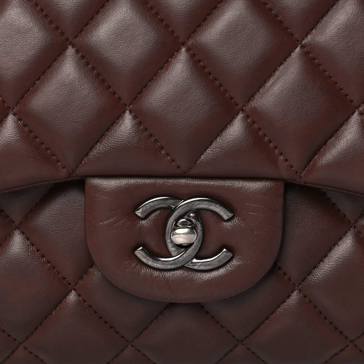 Chanel Lambskin Quilted Jumbo Double Flap Dark Brown 7 of 14