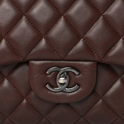 Chanel Lambskin Quilted Jumbo Double Flap Dark Brown 7 of 14