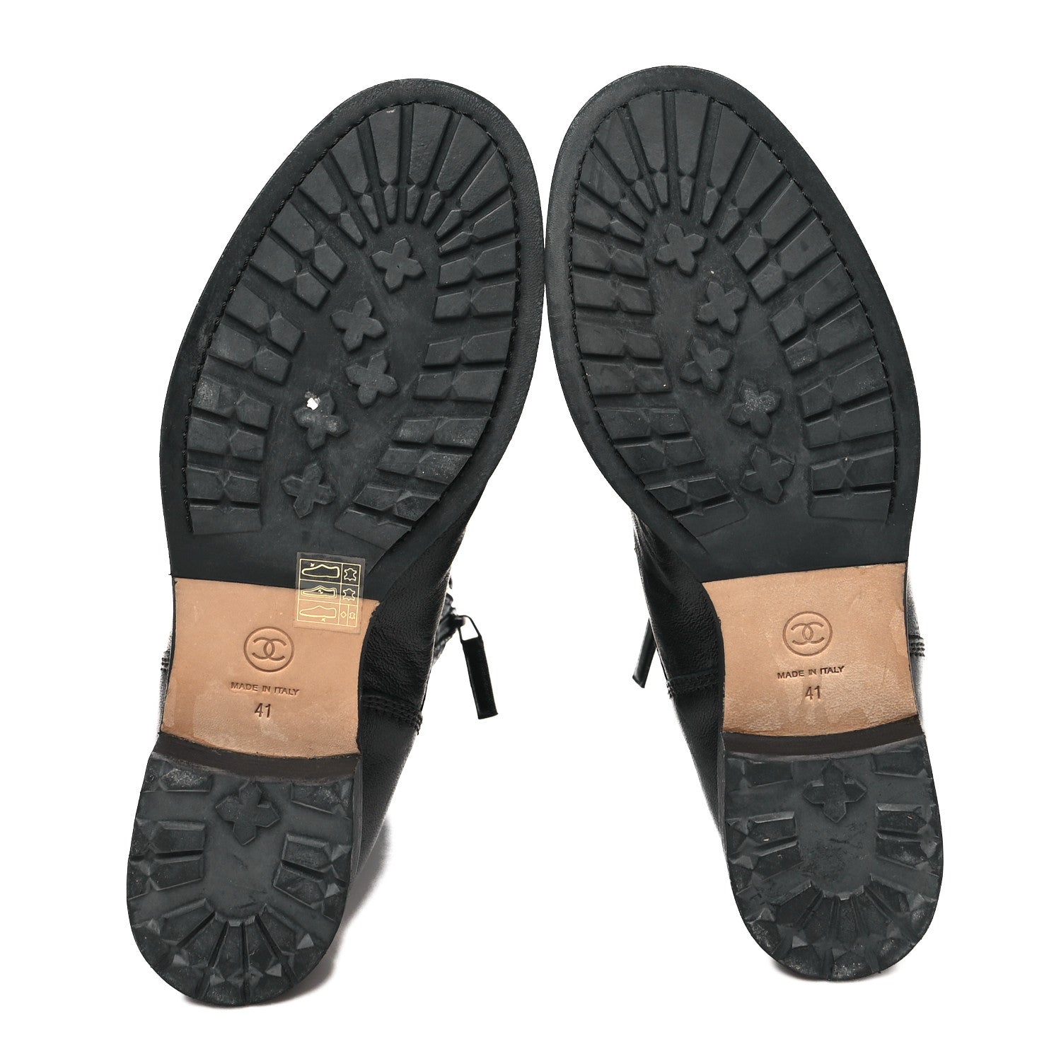 Chanel Sheepskin Quilted CC Tall Lace Up Combat Boots 41 Black 5 of 7