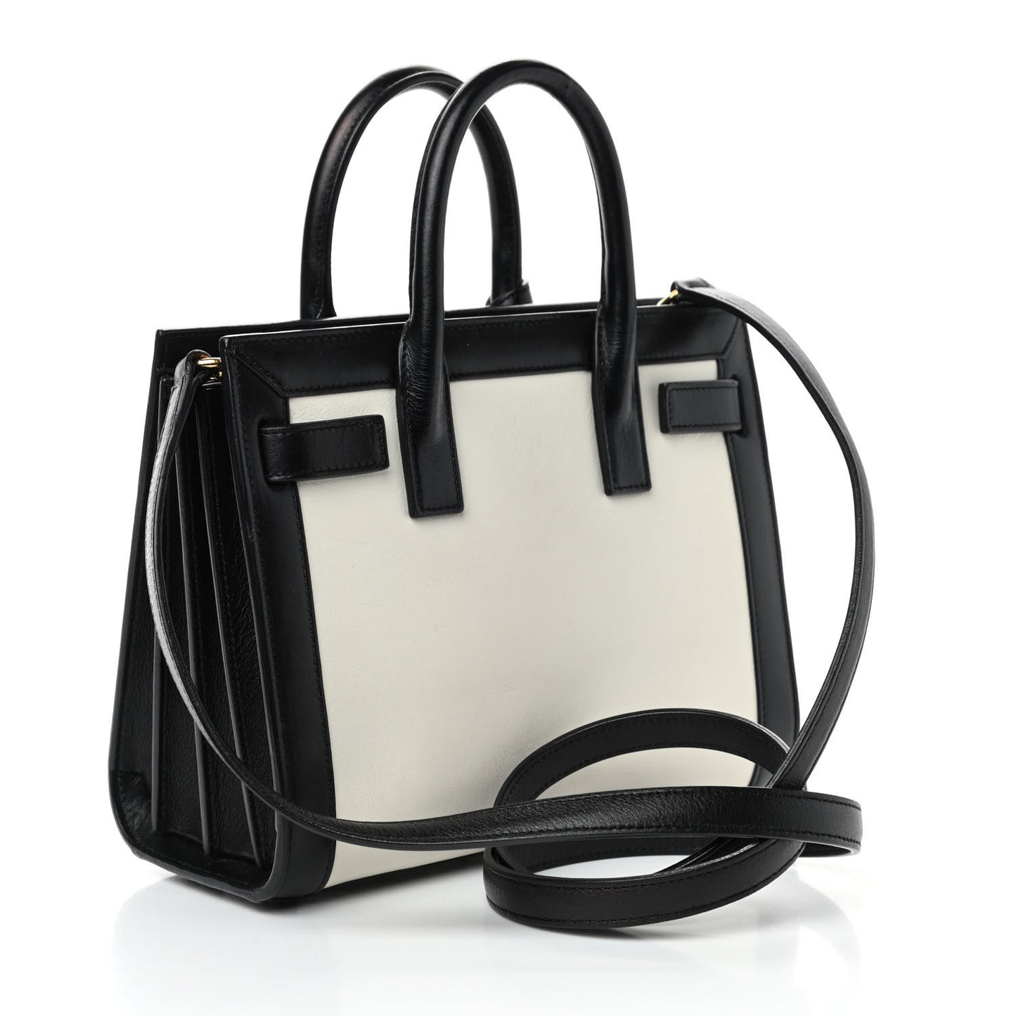 Calfskin Bi-Color Nano Sac De Jour Porcellana Black