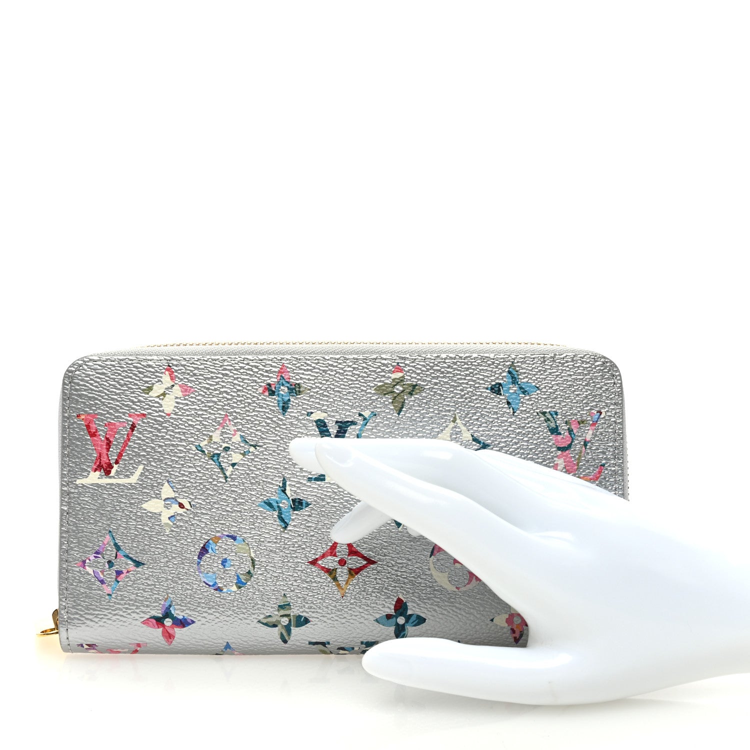 Louis Vuitton Metallic Monogram LV Garden Zippy Wallet Silver 2 of 6