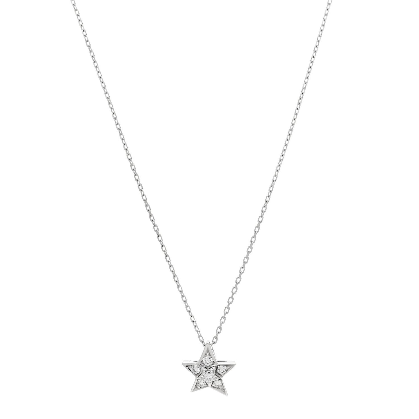 18K White Gold Diamond Small Comete Geode Pendant Necklace